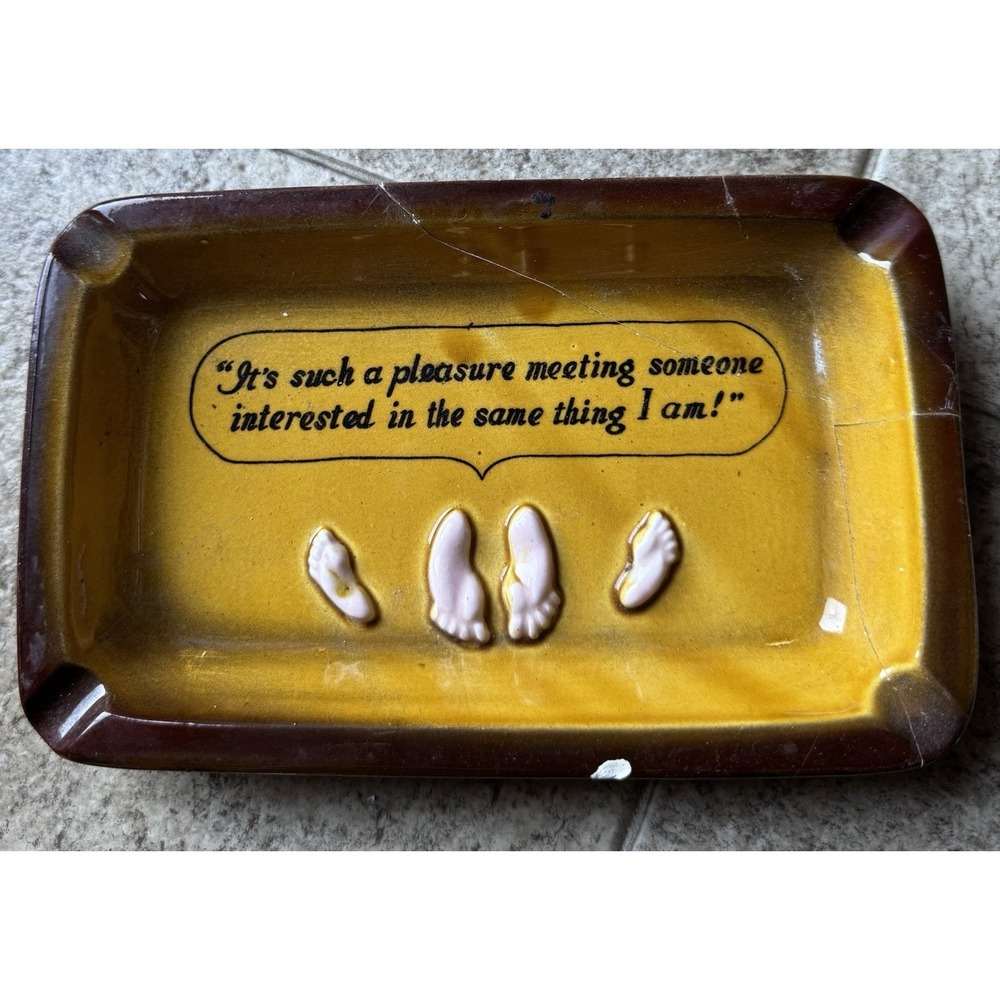 VTG Novelty Ashtray Dirty Naughty Humor  8"×5" Kitschy